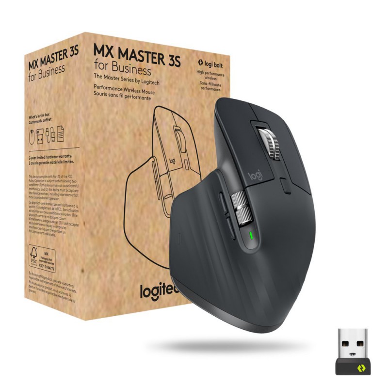 Logitech MX Master 3s for Business muis Rechtshandig RF-draadloos  Bluetooth Laser 8000 DPI