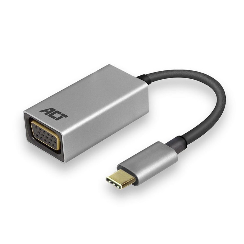 ACT AC7000 USB-C naar VGA female adapter kabellengte 0.15m aluminium behuizing