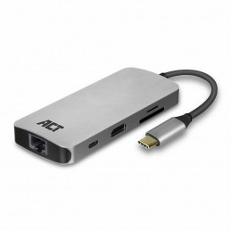 ACT AC7041 USB-C naar HDMI multiport adapter met ethernet USB hub cardreader en PD pass through