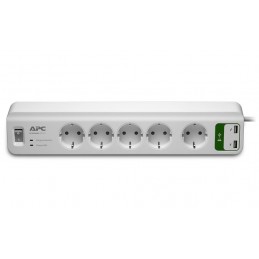 APC Stekkerdoos met overspanningsbeveiliging 5x stopcontact  2x USB