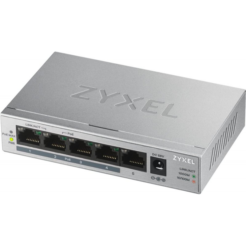 Zyxel GS1005HP Unmanaged Gigabit Ethernet (10/100/1000) Power over Ethernet (PoE) Zilver