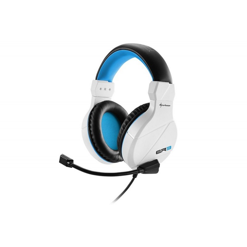 Sharkoon RUSH ER3 Headset Bedraad Hoofdband Gamen Zwart Blauw Wit