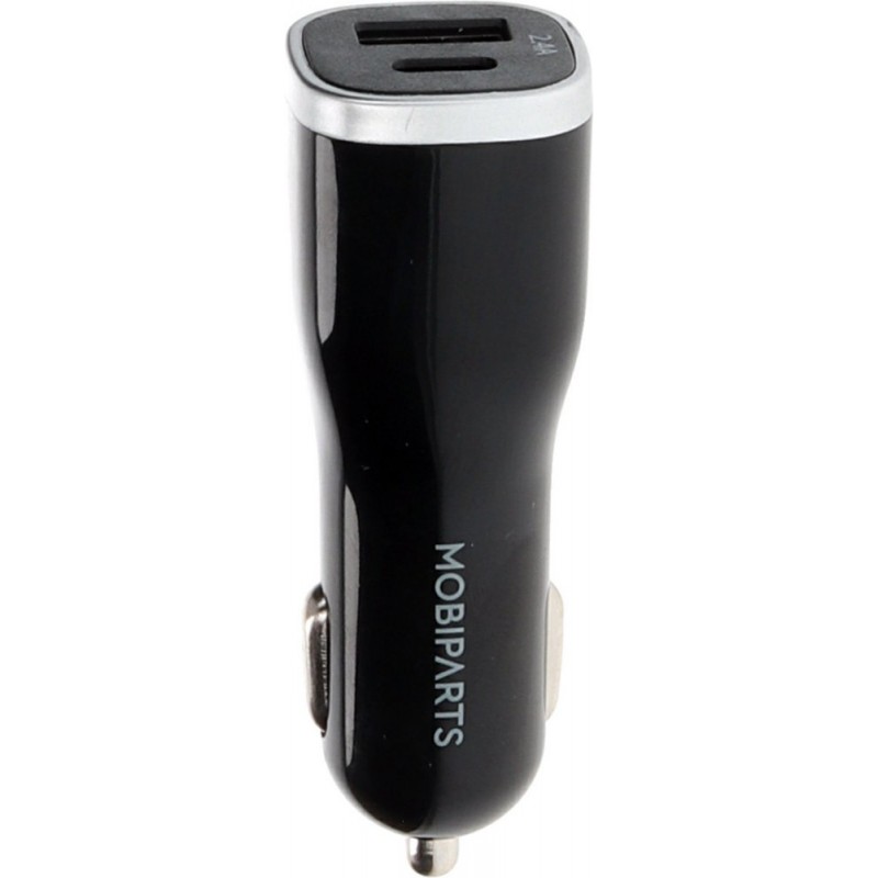 Mobiparts Car Charger Dual USB-A en USB-C 2.4A Black